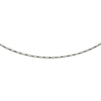 Rhodium Plated 925 Sterling Silver Diamond-Cut Omega Chain 1.4mm Italy 18" Jewelry Female Unisex
