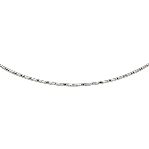 Rhodium Plated 925 Sterling Silver Diamond-Cut Omega Chain 1.4mm Italy 18" Jewelry Female Unisex