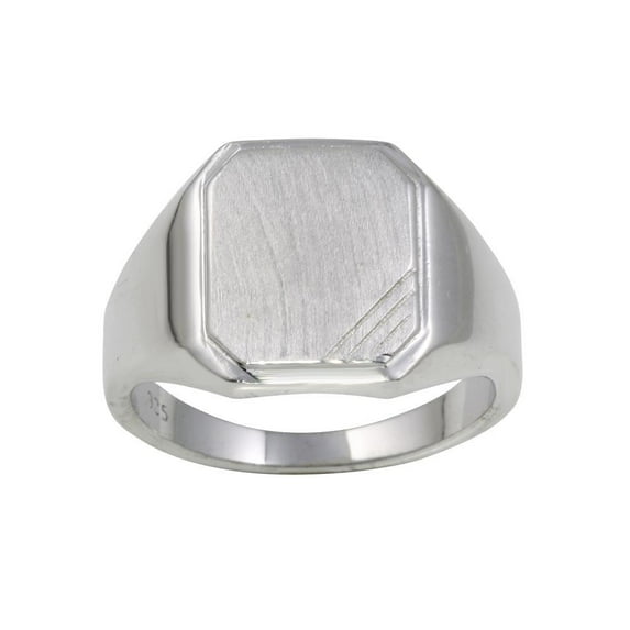 Rhodium Plated 925 Sterling Silver Engravable Octagon Ring Band Jewelry Female Male Unisex Size 11