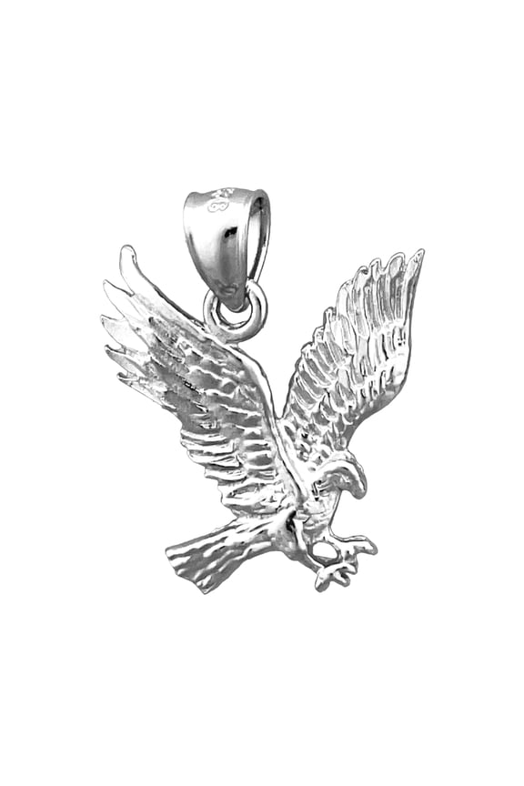 Rhodium Plated 925 Sterling Silver Golden Eagle Pendant