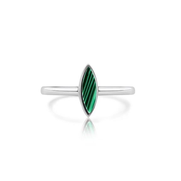 Rhodium Plated 925 Sterling Silver Green Accent Simulated Cat's Eye Ring Band CZ Female Size 8