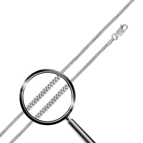 Rhodium Plated 925 Sterling Silver Hollow Franco Chain 2.75mm Made in Italy 22" Jewelry Female
