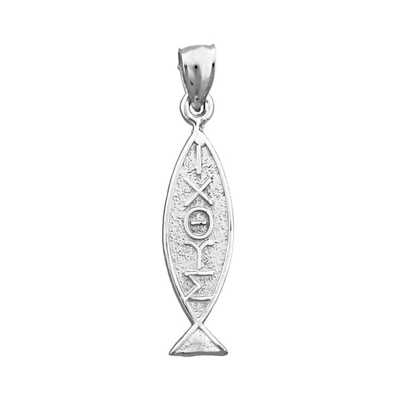 Rhodium Plated 925 Sterling Silver Iota Chi Theta Upsilon Sigma Fish Pendant