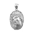 thumbnail image 1 of Rhodium Plated 925 Sterling Silver Jesus Christ Face Medallion, 1 of 5