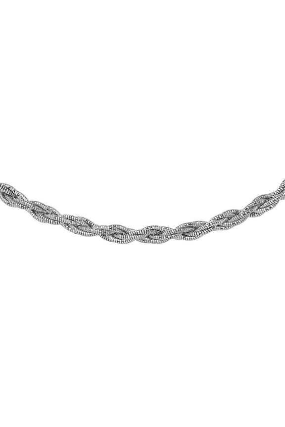 Rhodium Plated 925 Sterling Silver Layer Twisted Omega Chain 5.5mm Made in Italy 20" Jewelry Female