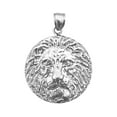 thumbnail image 1 of Rhodium Plated 925 Sterling Silver Lion Head Medallion, 1 of 5