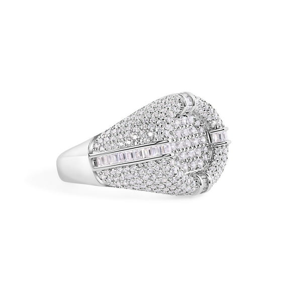 Rhodium Plated 925 Sterling Silver Men's Top Baguette Band Ring White CZ Jewelry Female Size 11