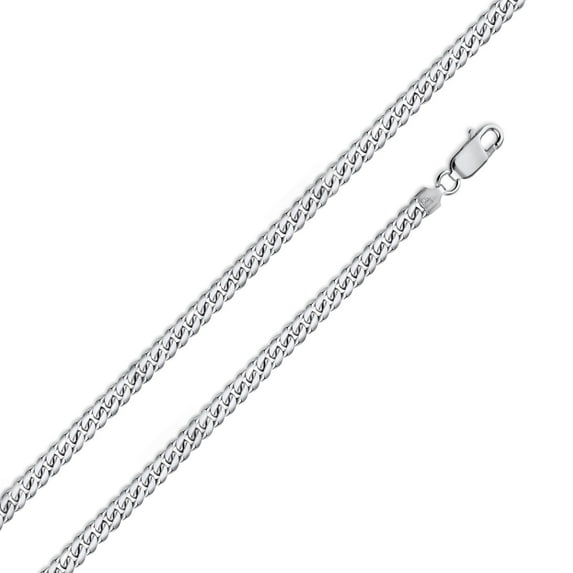 Rhodium Plated 925 Sterling Silver Miami Cuban 080 Chain Link 2.6mm Italy 20" Jewelry Female Unisex