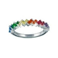 thumbnail image 1 of Rhodium Plated 925 Sterling Silver Multi Half Eternity Ring Multi-color Cubic Zirconia Female Size 8, 1 of 4