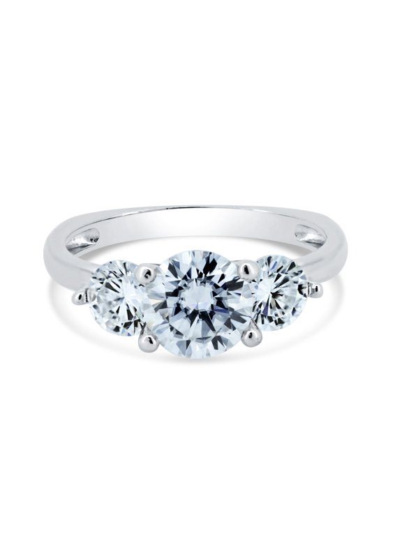 Rhodium Plated 925 Sterling Silver Past Present Future Moissanite Ring Jewelry Female Male Size 7