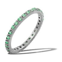 Rhodium Plated 925 Sterling Silver Plated Eternity Ring May Band Green CZ Jewelry Female Size 8
