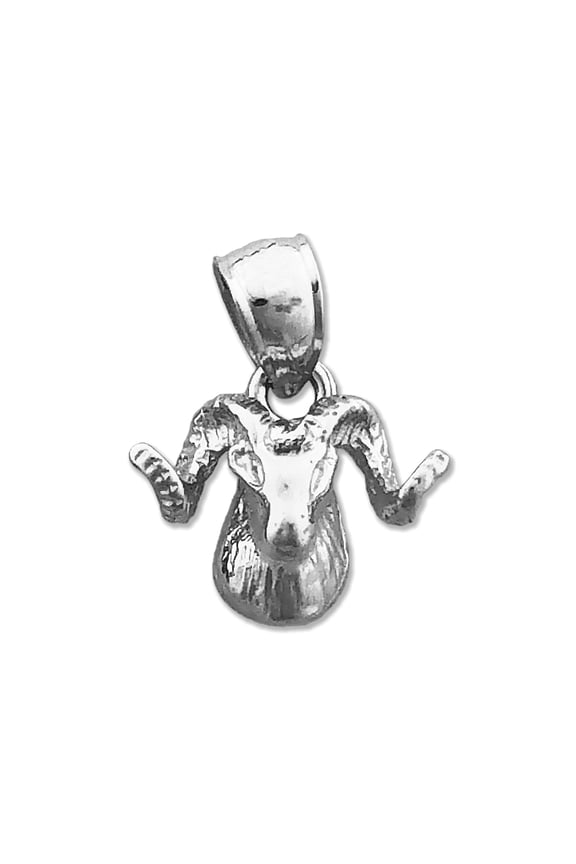 Rhodium Plated 925 Sterling Silver Ram Head Charm