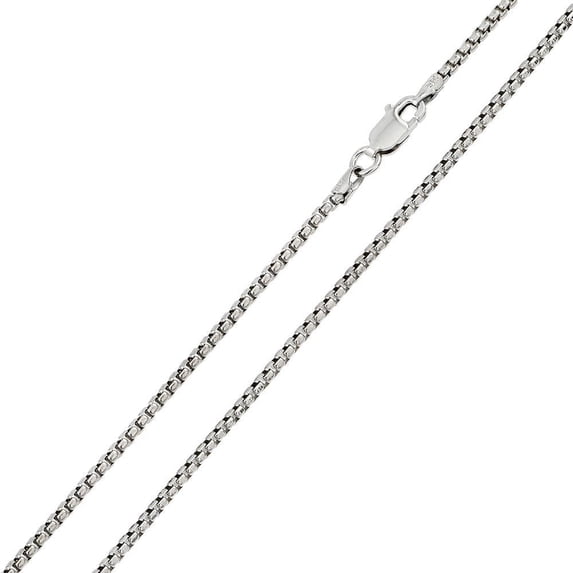 Rhodium Plated 925 Sterling Silver Round Box 050 Chain 2.6mm Made in Italy 22" Jewelry Female Unisex