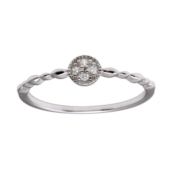 Rhodium Plated 925 Sterling Silver Round Shape Clear CZ Ring Band White Jewelry Female Size 8