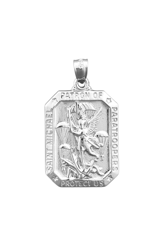Rhodium Plated 925 Sterling Silver Saint Michael Medallion