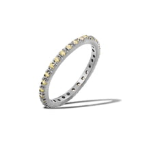 Rhodium Plated 925 Sterling Silver Simulated Eternity Ring November Yellow CZ Female Size 6