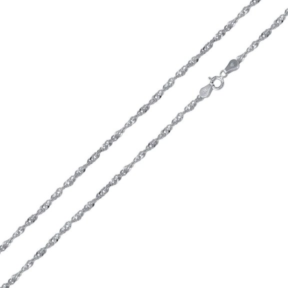 Rhodium Plated 925 Sterling Silver Singapore 025 Chain 1.5mm Made in Italy 20" Jewelry Female Unisex