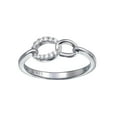 thumbnail image 1 of Rhodium Plated 925 Sterling Silver Small Open Oval Link Clear CZ Ring White Female Size 5, 1 of 4