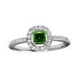 thumbnail image 1 of Rhodium Plated 925 Sterling Silver Square Clear Green Ring Band Cubic Zirconia Jewelry Female Size 9, 1 of 4