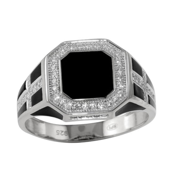 Rhodium Plated 925 Sterling Silver Square Cross Ring Band White CZ Jewelry Female Size 12