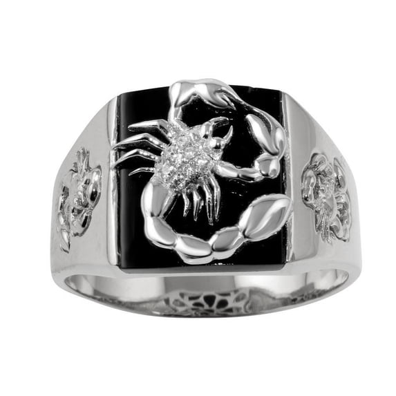 Rhodium Plated 925 Sterling Silver Square Scorpion Ring Band White CZ Jewelry Female Size 10