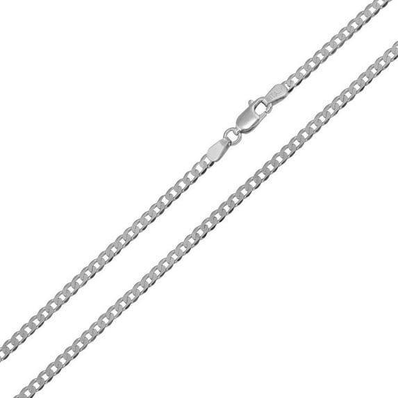 Rhodium Plated 925 Sterling Silver Super Flat Curb 060 Chain 2.3mm Italy 28" Jewelry Female Unisex