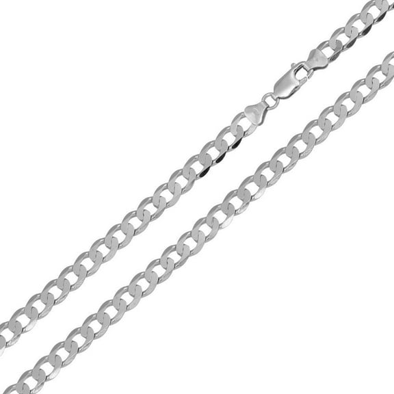 Rhodium Plated 925 Sterling Silver Super Flat Curb 100 Chain 3.8mm Made in Italy 26" Jewelry Female