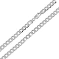 thumbnail image 1 of Rhodium Plated 925 Sterling Silver Super Flat Curb 120 Chain 4.7mm Made in Italy 24" Jewelry Female, 1 of 5