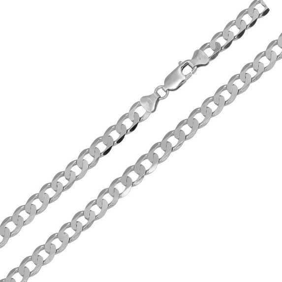 Rhodium Plated 925 Sterling Silver Super Flat Curb 120 Chain 4.7mm Made in Italy 24" Jewelry Female
