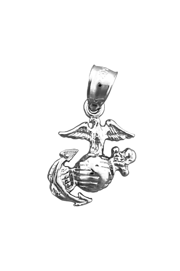 Rhodium Plated 925 Sterling Silver US Marine Corps Insignia Charm