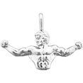 thumbnail image 1 of Rhodium Plated 925 Sterling Silver Upper Body Bodybuilder Pendant, 1 of 5