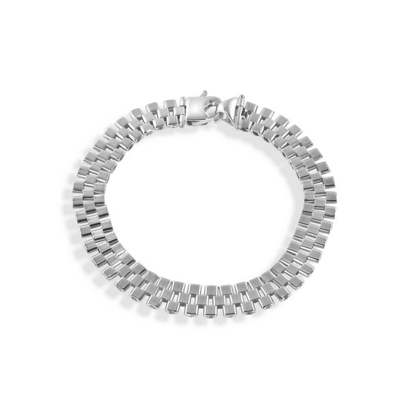 Rhodium Plated 925 Sterling Silver Watch Band Style 9.1mm Bracelet 8" Jewelry Female Unisex