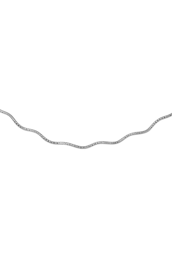 Rhodium Plated 925 Sterling Silver Wave Omega Chain 1.3mm Made in Italy 18" Jewelry Female Unisex