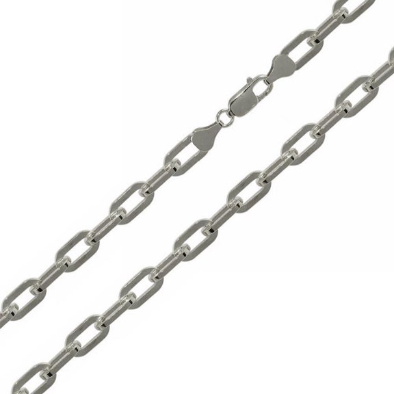 Rhodium Plated 925 Sterling Silver Wide Oval Paperclip 5mm Chain Made in Italy 16" Jewelry Female
