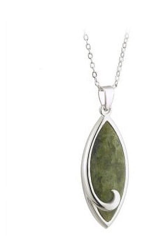 Rhodium Plated Connemara Marble Pendant