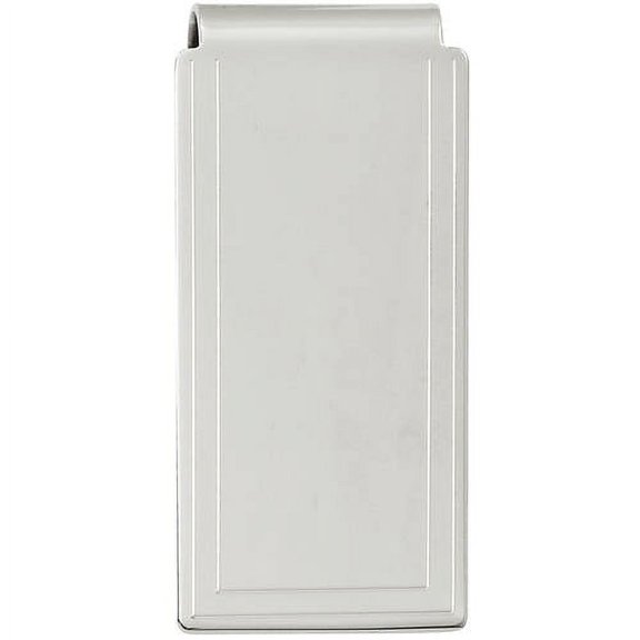 Rhodium-Plated Engraved Edge Plain Hinged Money Clip