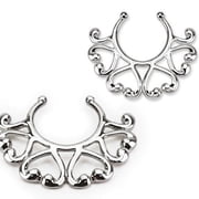 Rhodium Plated Heart Design Nipple Clip