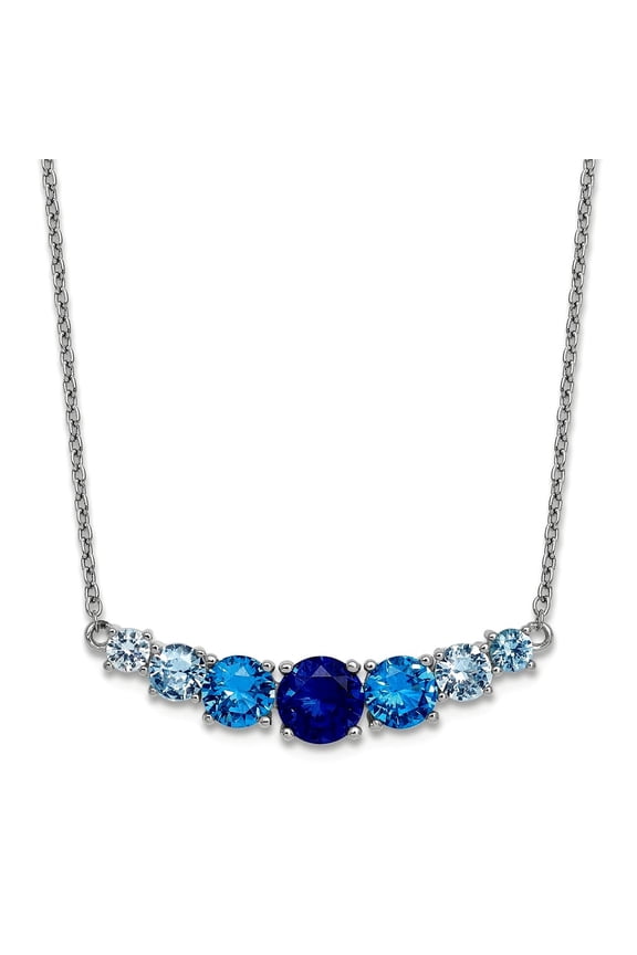 Rhodium Plated Lab Created Spinel Cr. Aquamarine With 2in Extension Necklace 16 Inch Pendant Necklace for Women