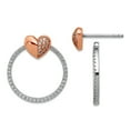 thumbnail image 1 of Rhodium Plated Rose-tone Cubic Zirconia Love Heart and Open Circle Post Earrings 20x18.4mm Wide Stud Earring for Women, 1 of 2