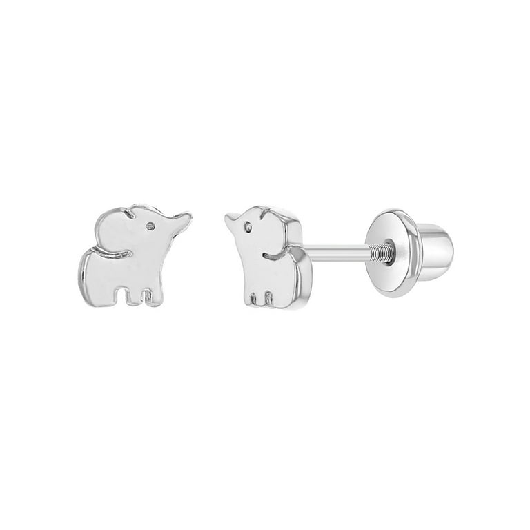 Baby Elephant 4mm Baby / Toddler / Kids Earrings Screw Back - Sterling