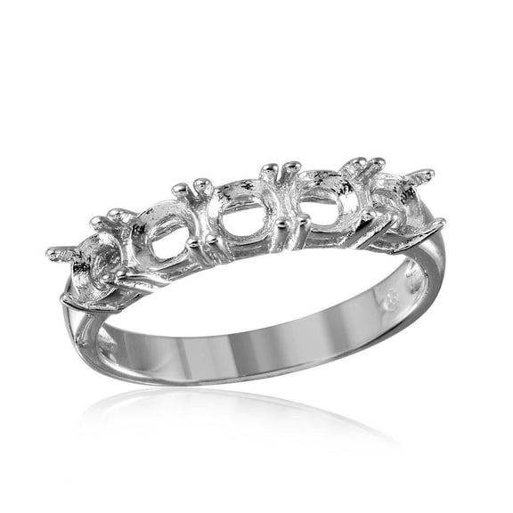Rhodium Plated Sterling Silver 925 5 Mounting Ring Band Jewelry Female Male Unisex Size 5