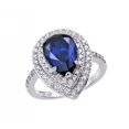 thumbnail image 1 of Rhodium Plated Sterling Silver 925 Blue Clear CZ Teardrop Ring Band Jewelry Female Size 9, 1 of 4