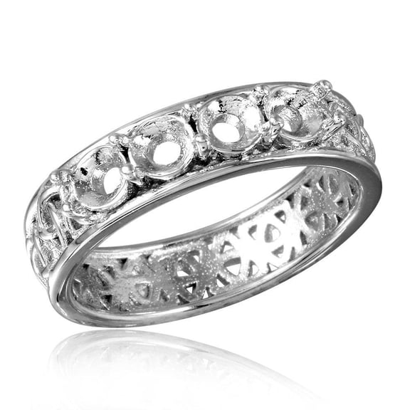 Rhodium Plated Sterling Silver 925 Celtic Designed Band Mounting Ring Jewelry Female Male Size 6