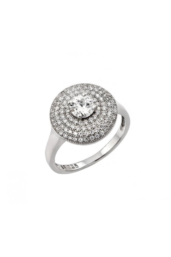 Rhodium Plated Sterling Silver 925 Circle Micro Pave Ring Band White CZ Jewelry Female Size 9