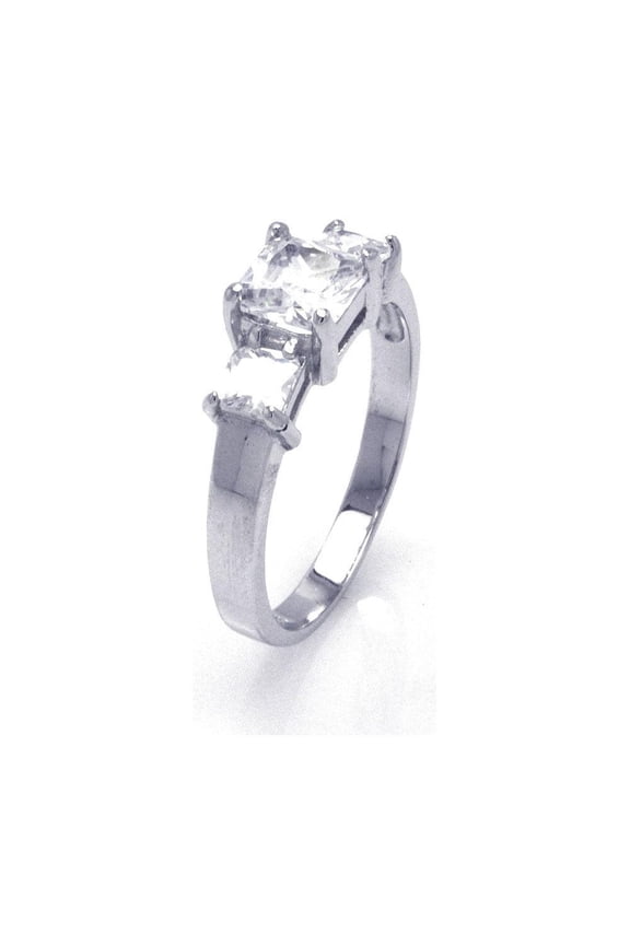 Rhodium Plated Sterling Silver 925 Clear CZ Past Present Future Ring White Female Size 10