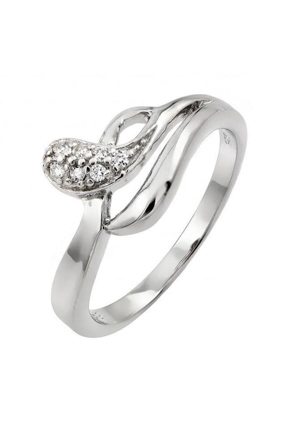 Rhodium Plated Sterling Silver 925 Clear CZ Snake Ring Fancy Band White Jewelry Female Size 8