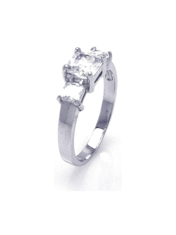 Rhodium Plated Sterling Silver 925 Clear Cubic Zirconia Past Present Future Ring White Female Size 7