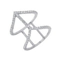 thumbnail image 1 of Rhodium Plated Sterling Silver 925 Connecting Double Chevron Ring Band White CZ Female Size 8, 1 of 4