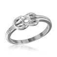 thumbnail image 1 of Rhodium Plated Sterling Silver 925 Double Knot Single Mounting Ring Jewelry Female Male Size 9, 1 of 4
