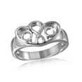thumbnail image 1 of Rhodium Plated Sterling Silver 925 Double Open Heart Mounting Ring Jewelry Female Male Unisex Size 5, 1 of 4